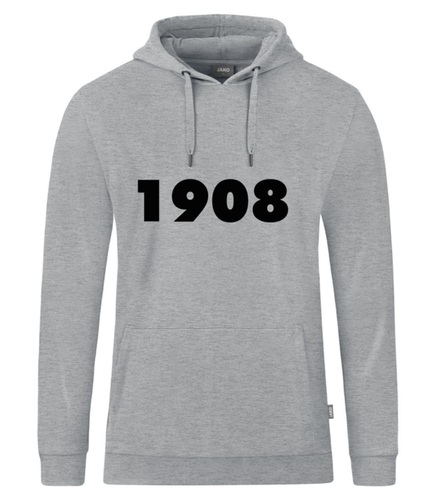 1908 Kapuzensweat Organic (grau meliert)